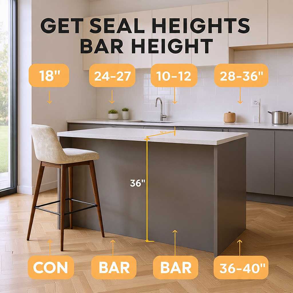 Step-by-step measurement guide of bar stool height with tape measure showing correct distance from floor to seat for 36-inch counter.