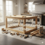 How to build kitchen counter frame in a modern kitchen with tools around.