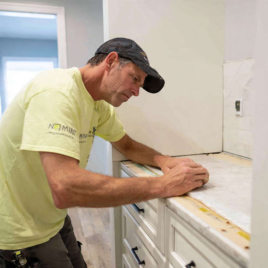 caulking and finishing kitchen cabinet edges