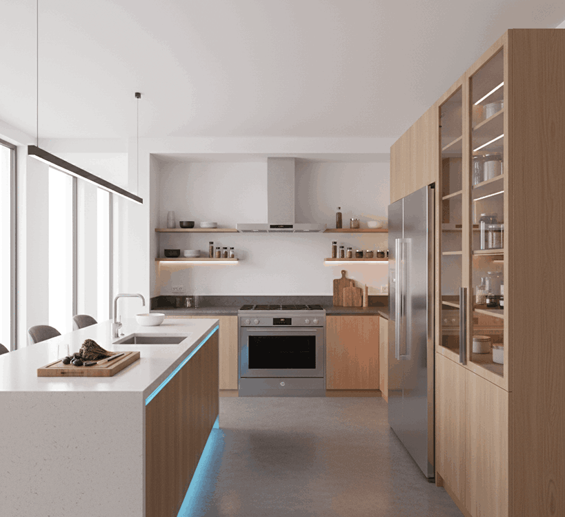 Kitchen design showing food preparation, cooking, and storage zones for efficiency