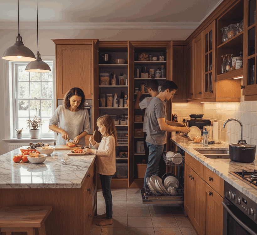 Practical kitchen design showing how functionality improves daily kitchen use