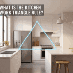 Kitchen showing the work triangle with fridge, stove, and sink for efficient workflow