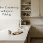 Kitchen countertop backsplash pairing with light quartz countertop and subway tile