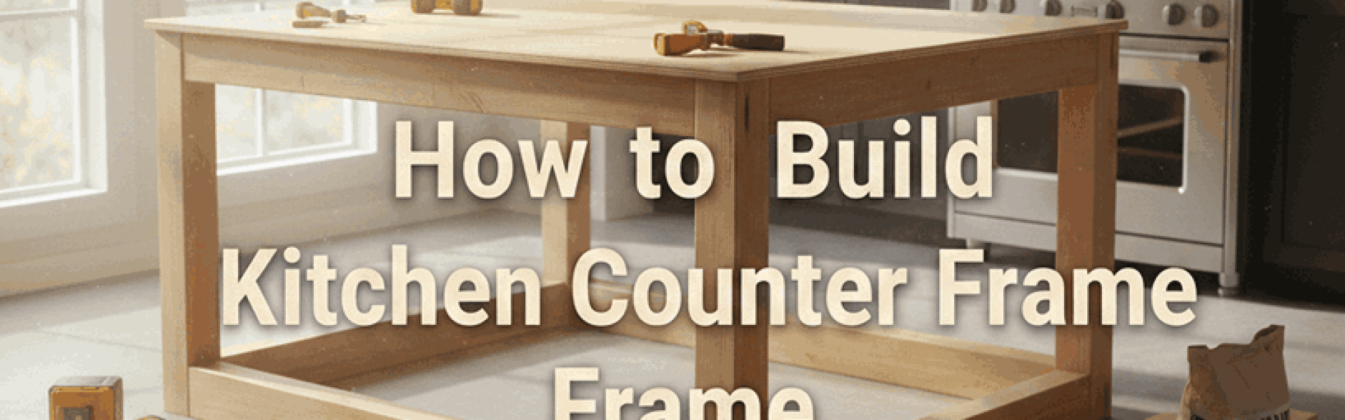 How to build kitchen counter frame in a modern kitchen with tools around.